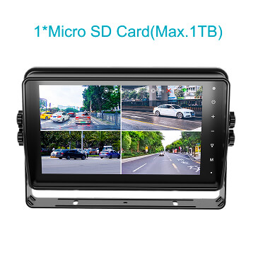 10.1寸自带录像四视图防水车载监控显示器